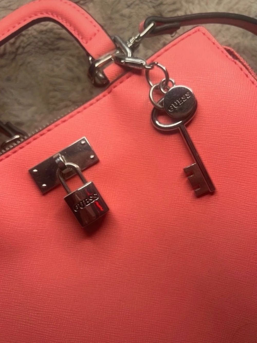 GUESS  Meera Satchel Handbag - Coral Pink SF792405
